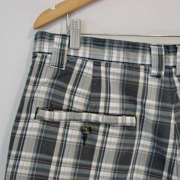 Columbia Plaid Shorts Golf Flat Front Blue Gray Tan Size 36 - Picture 10 of 13